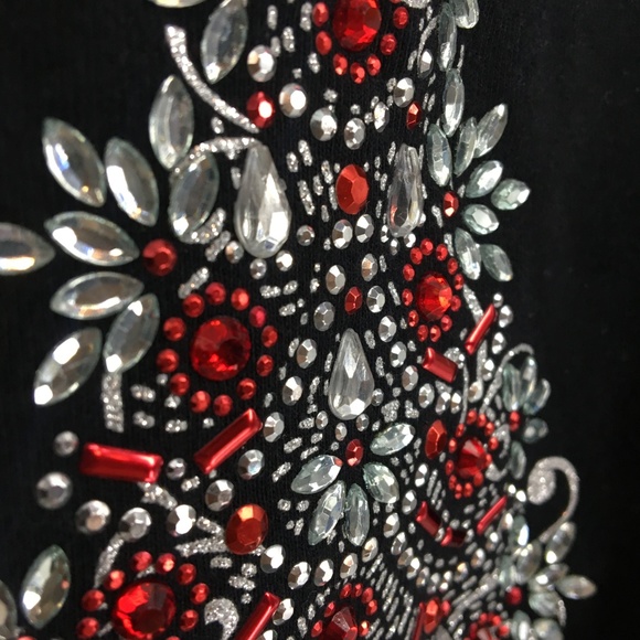 Karen Scott Embellished Christmas Tree Black Top - Picture 3 of 8